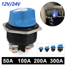 Load image into Gallery viewer, RV Car Battery Rally Switch Kit 50 100 200 300A Blue Battery Disconnector Isolator Cut Off Switch For RV Race Motorcycle Truck Boat