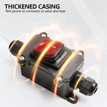 Load image into Gallery viewer, 12V-24V 110V-220V Waterproof Marine Rocker Inline Toggle Switch with LED 20A Inline IP67 Sealed Outdoor Box Inline Cord Rocker Switch Power