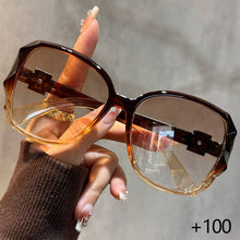 Load image into Gallery viewer, Leopard Print Patchwork Large Frame Glasses Reading Glasses Gradient Tea Lens Multifunctional Fashion Eyewear