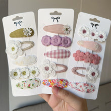 Load image into Gallery viewer, 5Pcs/Set Fabric Daisy Flower Floral Printed Hair Clips Sweet All Match Hair Accessories For School Daily Party