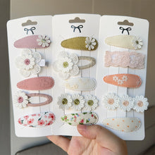 Load image into Gallery viewer, 5Pcs/Set Fabric Daisy Flower Floral Printed Hair Clips Sweet All Match Hair Accessories For School Daily Party