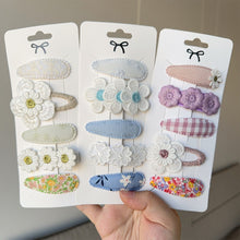 Load image into Gallery viewer, 5Pcs/Set Fabric Daisy Flower Floral Printed Hair Clips Sweet All Match Hair Accessories For School Daily Party