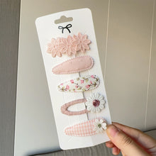 Load image into Gallery viewer, 5Pcs/Set Fabric Daisy Flower Floral Printed Hair Clips Sweet All Match Hair Accessories For School Daily Party