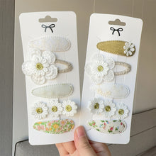 Load image into Gallery viewer, 5Pcs/Set Fabric Daisy Flower Floral Printed Hair Clips Sweet All Match Hair Accessories For School Daily Party