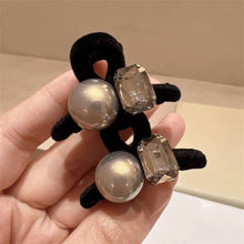 Load image into Gallery viewer, Mini Velvet Rhinestone Imitation Pearl Hair Barrette Cross Shark Hair Claw Clip Hair Accessories For Women Girls