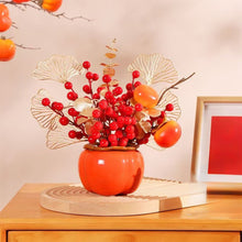 Load image into Gallery viewer, Orange Persimmon Shaped Ceramic Vase Flower Arrangement Vase Hydroponic Tabletop Decoration For Home Room Office Oranment