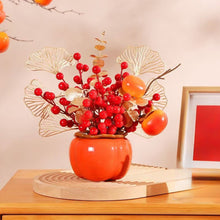 Load image into Gallery viewer, Orange Persimmon Shaped Ceramic Vase Flower Arrangement Vase Hydroponic Tabletop Decoration For Home Room Office Oranment
