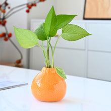 Load image into Gallery viewer, Orange Persimmon Shaped Ceramic Vase Flower Arrangement Vase Hydroponic Tabletop Decoration For Home Room Office Oranment