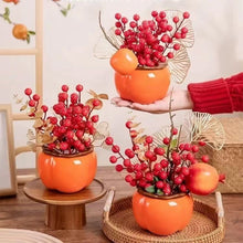 Load image into Gallery viewer, Orange Persimmon Shaped Ceramic Vase Flower Arrangement Vase Hydroponic Tabletop Decoration For Home Room Office Oranment