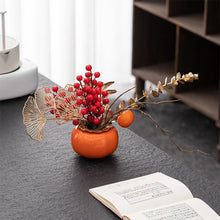 Load image into Gallery viewer, Orange Persimmon Shaped Ceramic Vase Flower Arrangement Vase Hydroponic Tabletop Decoration For Home Room Office Oranment