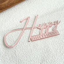 Load image into Gallery viewer, Golden Pink Acrylic Happy Birthday Cake Topper Side Cake Flag For Party Baking Cake Dessert Decoration Supplies