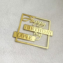 Load image into Gallery viewer, Golden Pink Acrylic Happy Birthday Cake Topper Side Cake Flag For Party Baking Cake Dessert Decoration Supplies