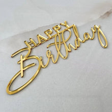 Load image into Gallery viewer, Gold Acrylic Butterfly Happy Birthday Cake Topper Set DIY Baking Decoration For Birthday Party Dessert Decoration Supplies