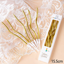 Load image into Gallery viewer, 6Pcs/Set Curved Birthday Cake Candles Dessert Cupcake Topper Candles For Wedding Birthday Party Decoration Baking Supplies