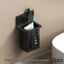 Load image into Gallery viewer, 1/2Pcs Self Adhesive No Drill Wall Mounted Holder Tableware Toothbrush Storage Box Bathroom Kitchen Office Storage Organizer Rack