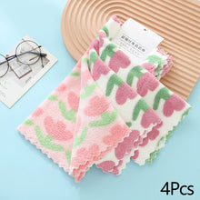Load image into Gallery viewer, 4Pcs 30X30CM Coral Fleece Sunflower Cleaning Cloth Soft Absorbent Kitchen Dishcloth Household Wiping Towel