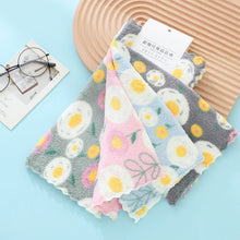 Load image into Gallery viewer, 4Pcs 30X30CM Coral Fleece Sunflower Cleaning Cloth Soft Absorbent Kitchen Dishcloth Household Wiping Towel