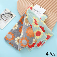 Load image into Gallery viewer, 4Pcs 30X30CM Coral Fleece Sunflower Cleaning Cloth Soft Absorbent Kitchen Dishcloth Household Wiping Towel