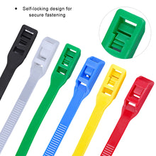 Load image into Gallery viewer, 100PCS 35CM Self-Locking Colored Nylon Cable Ties Binding and Fixing Zip Straps for Kids Playground Home Use