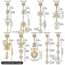 Load image into Gallery viewer, Stainless Steel Heart Butterfly Crystal Dangle Belly Button Ring Zircon Flower Barbell Navel Piercing Jewelry for Women Men