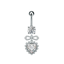 Load image into Gallery viewer, Stainless Steel Heart Butterfly Crystal Dangle Belly Button Ring Zircon Flower Barbell Navel Piercing Jewelry for Women Men
