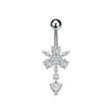 Load image into Gallery viewer, Stainless Steel Heart Butterfly Crystal Dangle Belly Button Ring Zircon Flower Barbell Navel Piercing Jewelry for Women Men