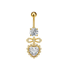 Load image into Gallery viewer, Stainless Steel Heart Butterfly Crystal Dangle Belly Button Ring Zircon Flower Barbell Navel Piercing Jewelry for Women Men