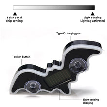 Load image into Gallery viewer, Solar Powered Bat Shape LED Car Interiors Atmosphere Decor Light USB Powered Car Window Neon Light Decorative Lamps