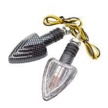 Load image into Gallery viewer, 1Pair Motorcycle LED Turn Signal Light Triangle Amber Indicator Warning Signal Lamp Carbon Fiber Pattern Shell for Motorbike Scooter