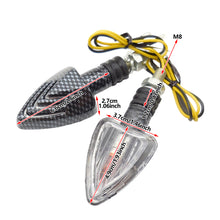 Load image into Gallery viewer, 1Pair Motorcycle LED Turn Signal Light Triangle Amber Indicator Warning Signal Lamp Carbon Fiber Pattern Shell for Motorbike Scooter
