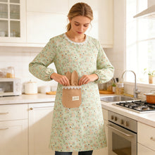 Load image into Gallery viewer, Canvas Floral Apron With Long Sleeve Breathable Kitchen BBQ Cooking Outdoor Oil Splash-Proof Grill Washable Workwear for Baking & Cleaning