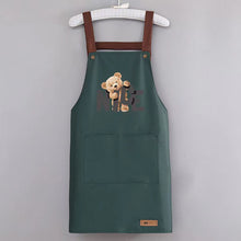 Load image into Gallery viewer, Cute Bear Print PVC Waterproof Apron with Pockets for Kitchen Cooking BBQ Oil-Proof Adult Apron for Men Women Home Restaurant Work Apron