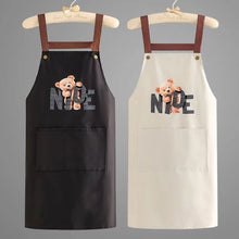 Load image into Gallery viewer, Cute Bear Print PVC Waterproof Apron with Pockets for Kitchen Cooking BBQ Oil-Proof Adult Apron for Men Women Home Restaurant Work Apron