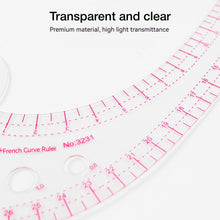 Load image into Gallery viewer, Flexible French Curve Ruler Clear Metric Tailoring Template for Dressmaking Pattern Drafting DIY Sewing Projects