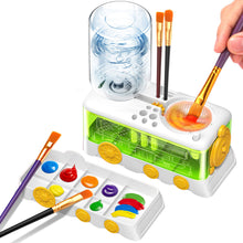 Load image into Gallery viewer, Automatic Water Circulation Paint Brush Cleaner with Paint Tray Drain Button Multifunctional Rinse Cup for Watercolor Oil Painting Kids Art Supplies