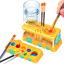 Load image into Gallery viewer, Automatic Water Circulation Paint Brush Cleaner with Paint Tray Drain Button Multifunctional Rinse Cup for Watercolor Oil Painting Kids Art Supplies