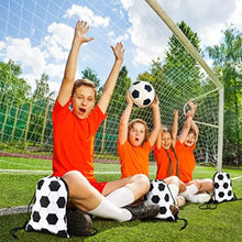 Load image into Gallery viewer, Kids Football Print Drawstring Bag Polyester Sports Backpack Machine Washable Storage Sack for Birthday Party Favor Gift