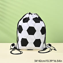 Load image into Gallery viewer, Kids Football Print Drawstring Bag Polyester Sports Backpack Machine Washable Storage Sack for Birthday Party Favor Gift