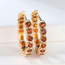 Load image into Gallery viewer, Luxury Gold Color Small Black Round Hoop Earrings Inlaid Zircon Niche Temperament Circular Ear Buckle Fashion Wedding Jewelry for Women