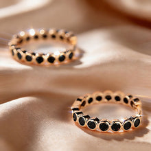Load image into Gallery viewer, Luxury Gold Color Small Black Round Hoop Earrings Inlaid Zircon Niche Temperament Circular Ear Buckle Fashion Wedding Jewelry for Women