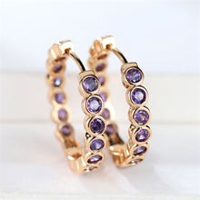 Load image into Gallery viewer, Luxury Gold Color Small Black Round Hoop Earrings Inlaid Zircon Niche Temperament Circular Ear Buckle Fashion Wedding Jewelry for Women