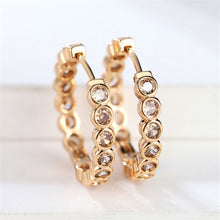 Load image into Gallery viewer, Luxury Gold Color Small Black Round Hoop Earrings Inlaid Zircon Niche Temperament Circular Ear Buckle Fashion Wedding Jewelry for Women