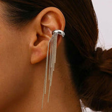 Load image into Gallery viewer, Gold Color Long Chain Tassel Ear Cuff Nickel-free Stainless Steel Non Piercing Clip On Ear Wrap Jewelry for Women