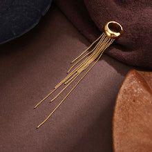 Load image into Gallery viewer, Gold Color Long Chain Tassel Ear Cuff Nickel-free Stainless Steel Non Piercing Clip On Ear Wrap Jewelry for Women