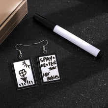 Load image into Gallery viewer, Creative Acrylic Message Board Pendant Earrings With Dry Erase Marker Pen DIY Doodle Whiteboard Jewelry for Women Girls