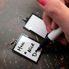 Load image into Gallery viewer, Creative Acrylic Message Board Pendant Earrings With Dry Erase Marker Pen DIY Doodle Whiteboard Jewelry for Women Girls