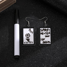 Load image into Gallery viewer, Creative Acrylic Message Board Pendant Earrings With Dry Erase Marker Pen DIY Doodle Whiteboard Jewelry for Women Girls