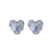 Load image into Gallery viewer, Korean 3D Five Petals Enamel Flower Stud Earrings Red Blue Crystal Vintage Cute Elegant Jewelry for Women Girls Seaside Daily Wear