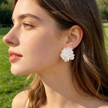 Load image into Gallery viewer, Korean 3D Transparent Resin Big White Camellia Flower Stud Earrings Personality Fashion Wedding Party Jewelry Gift for Women Girls