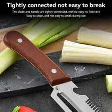 Load image into Gallery viewer, 2-in-1 Wooden Handle Stainless Steel Vegetable Peeler Multifunctional Fruit Slicer with Bottle Opener Kitchen Tool